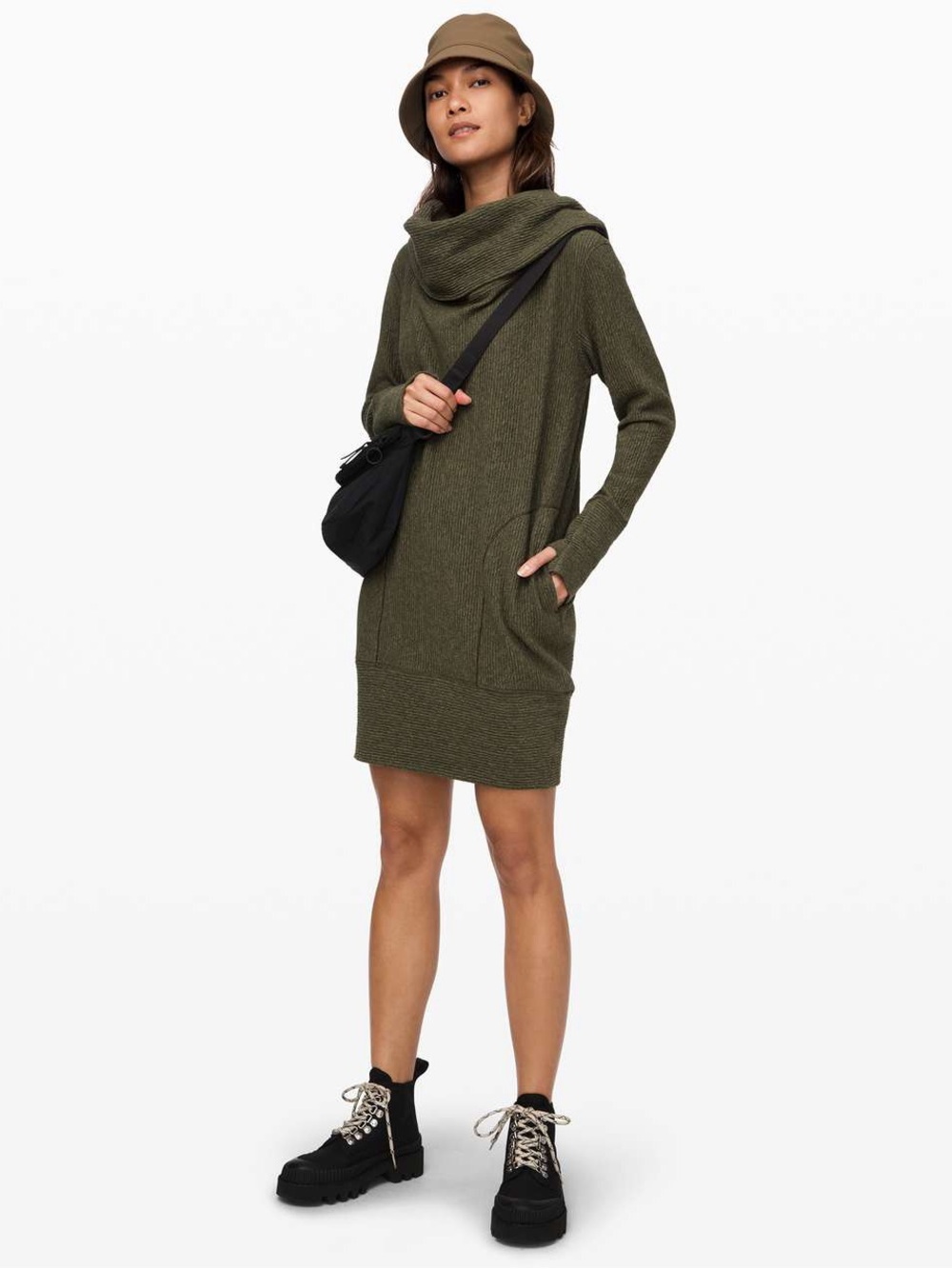 Lululemon Along the Way Dress in Heathered Dark Olive Size XS